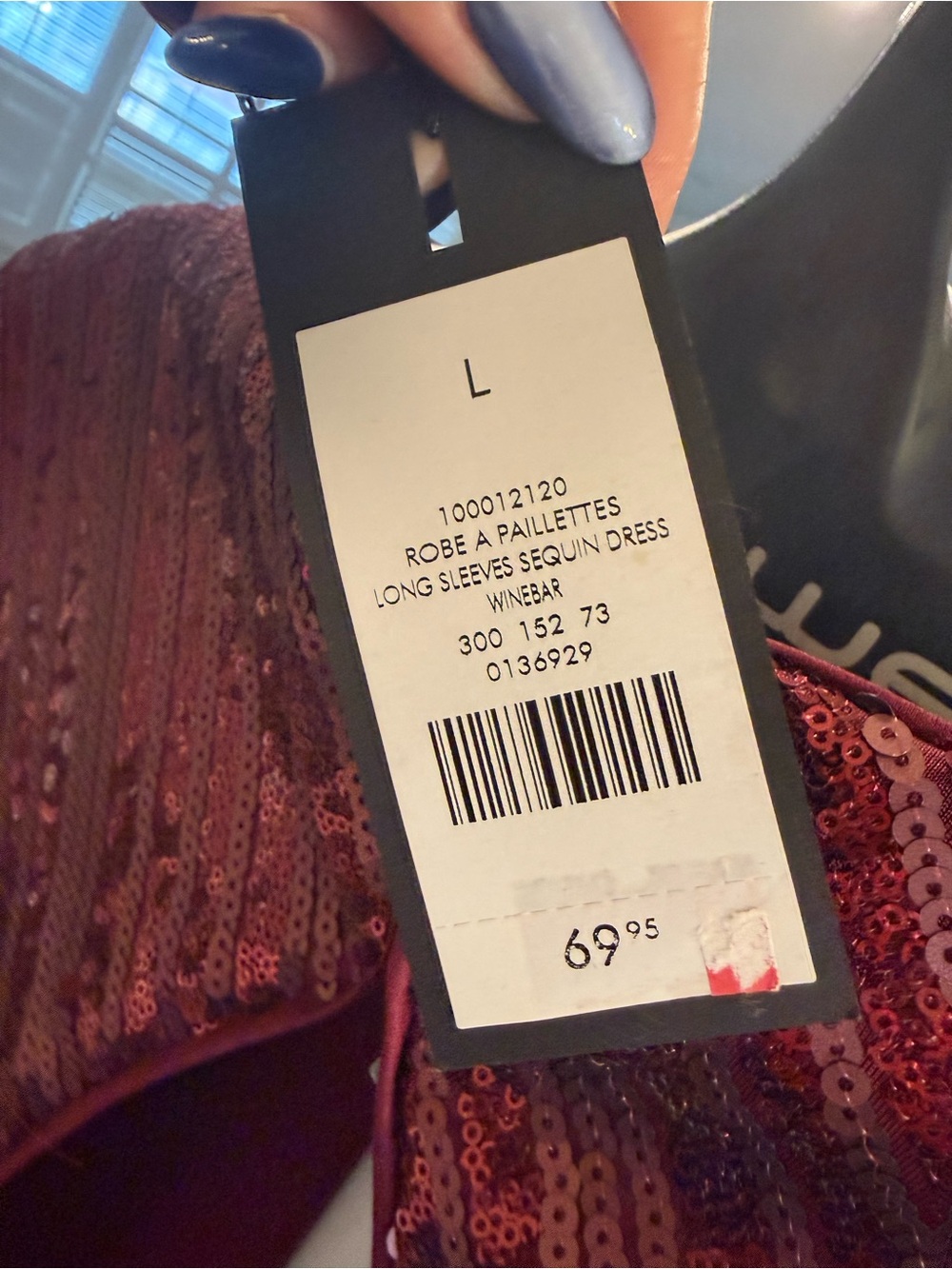 NWT Dynamite Winebar Sequin Long Sleeve Open Back Dress Size L - Picture 4 of 5